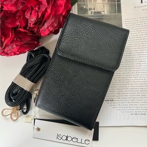 NEW Isabelle Elegant Black Vegan Leather Small Crossbody Shoulder Bag Pu…